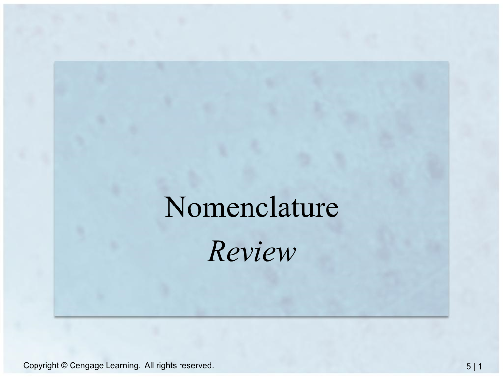 Nomenclature Review