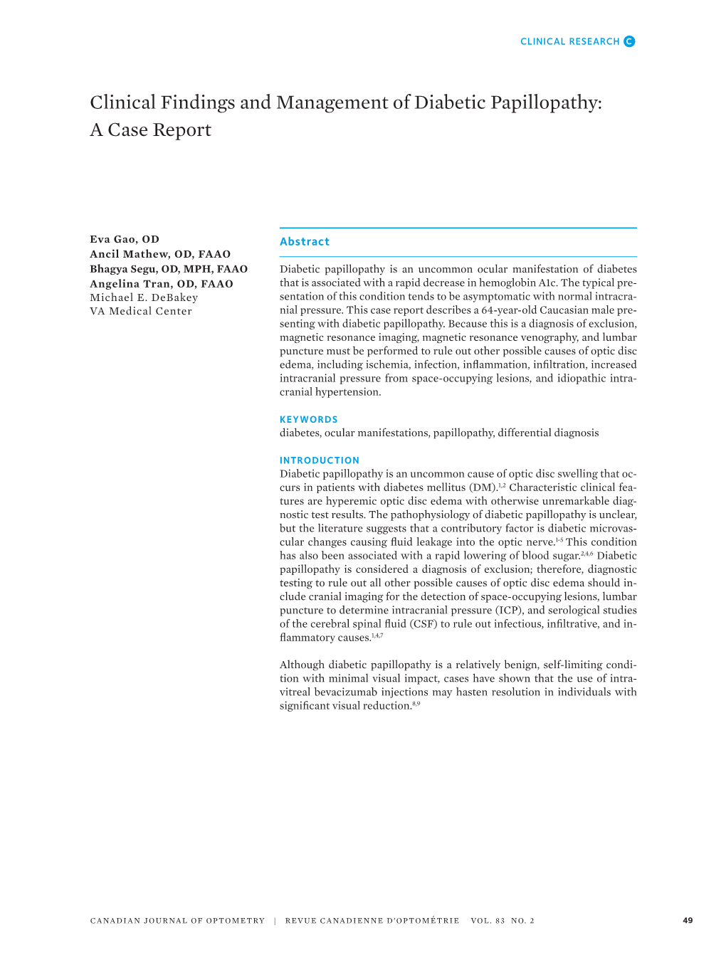 Clinical Findings and Management of Diabetic Papillopathy: a Case Report