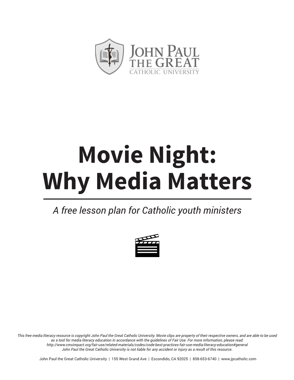 Movie Night: Why Media Matters a Free Lesson Plan for Catholic Youth Ministers