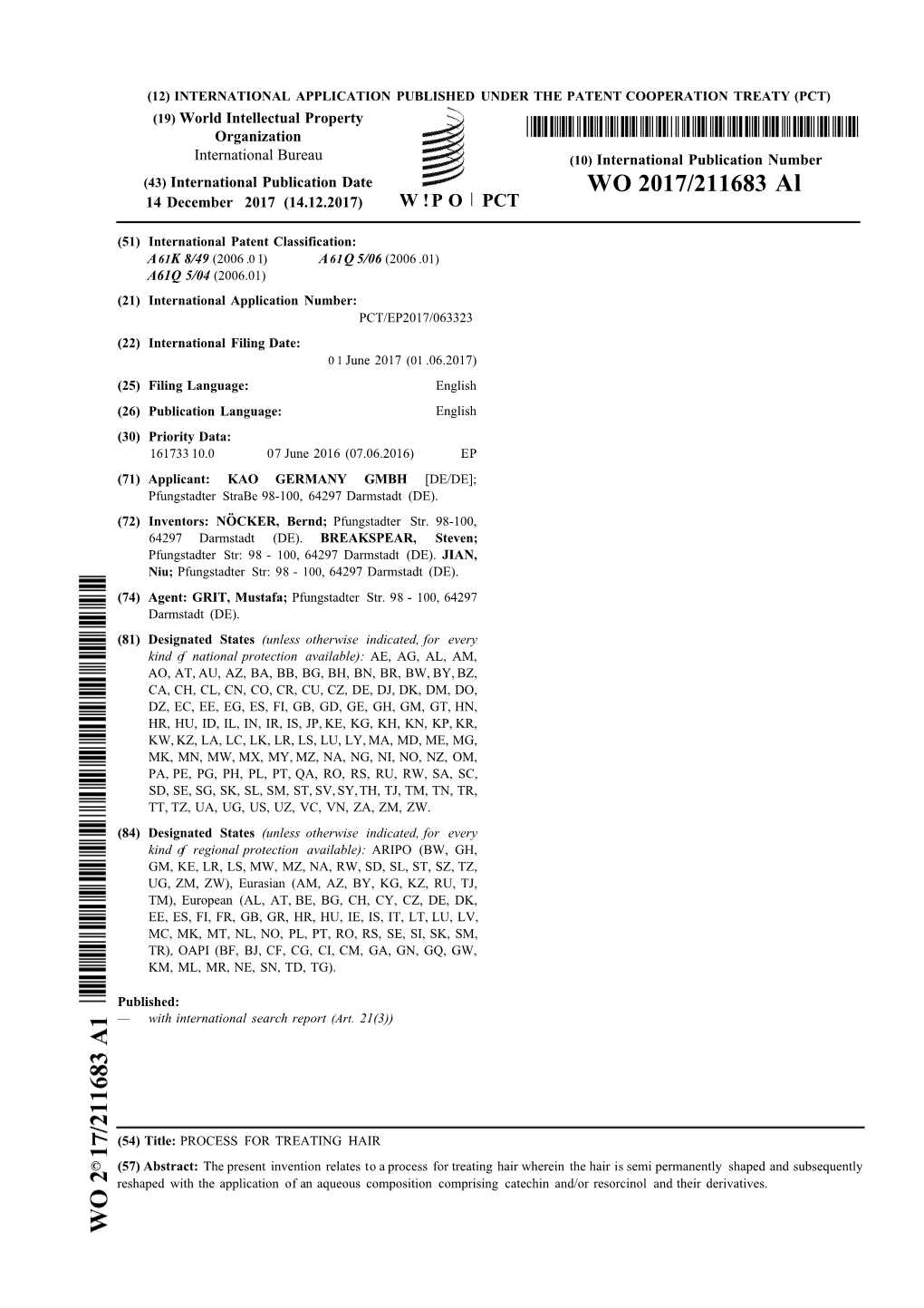 WO 2017/211683 Al 14 December 2017 (14.12.2017) W !P O PCT