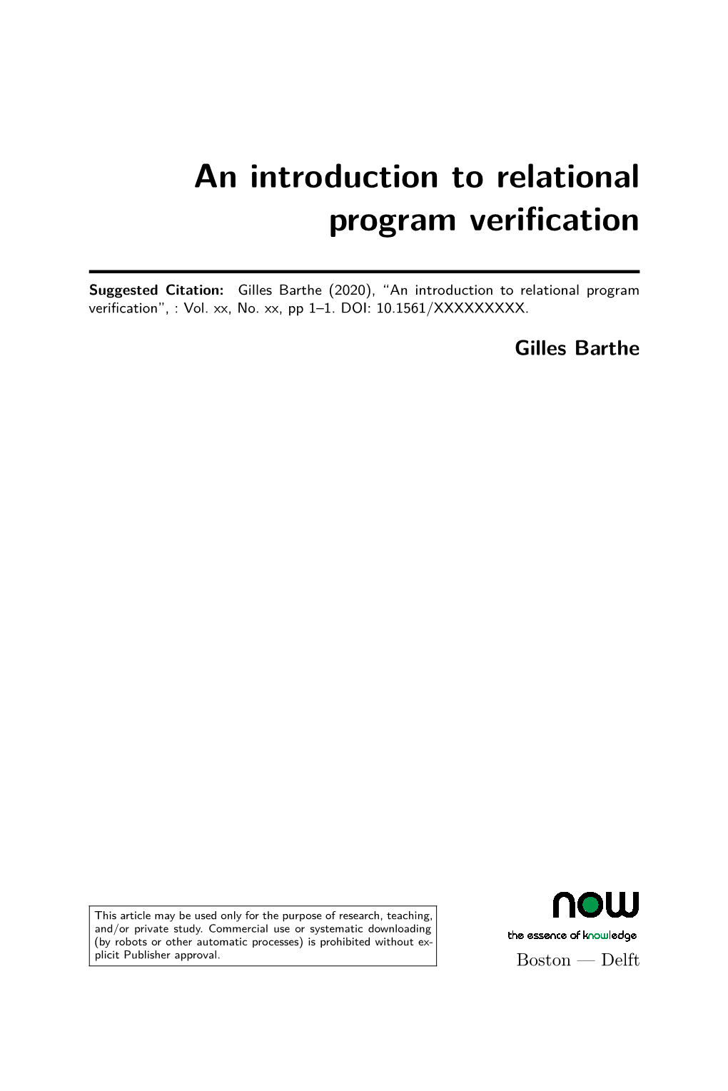 An Introduction to Relational Program Verification