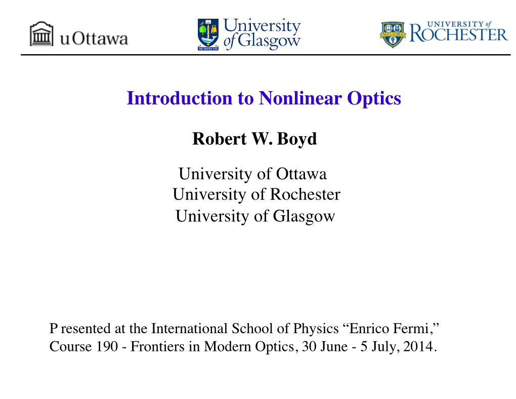 Boyd University of Ottawa University of Rochester University of Glasgow