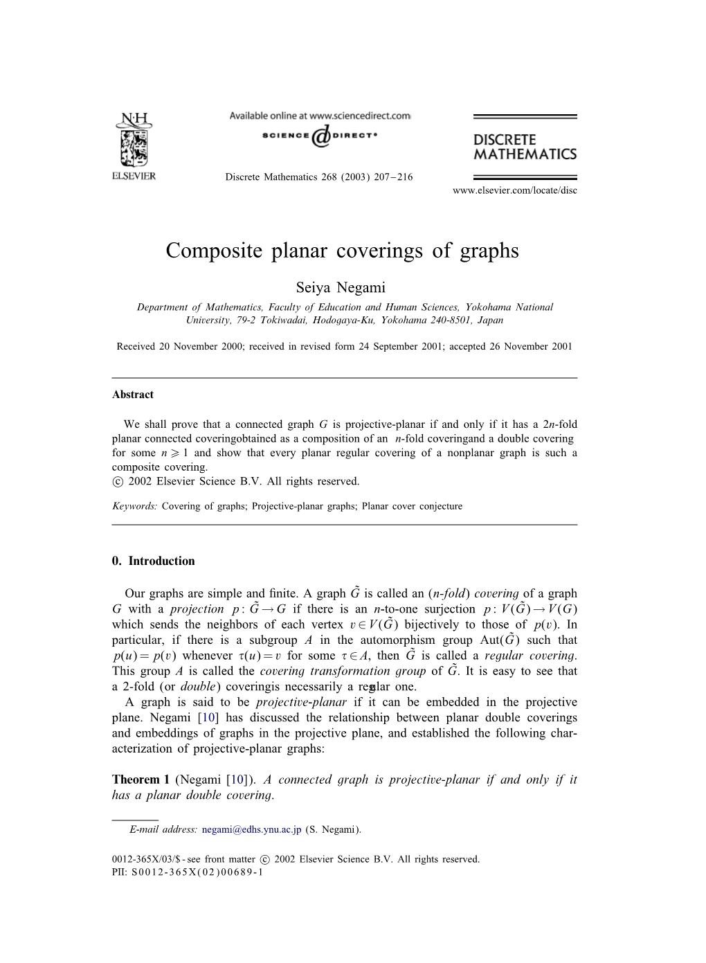 Composite Planar Coverings of Graphs