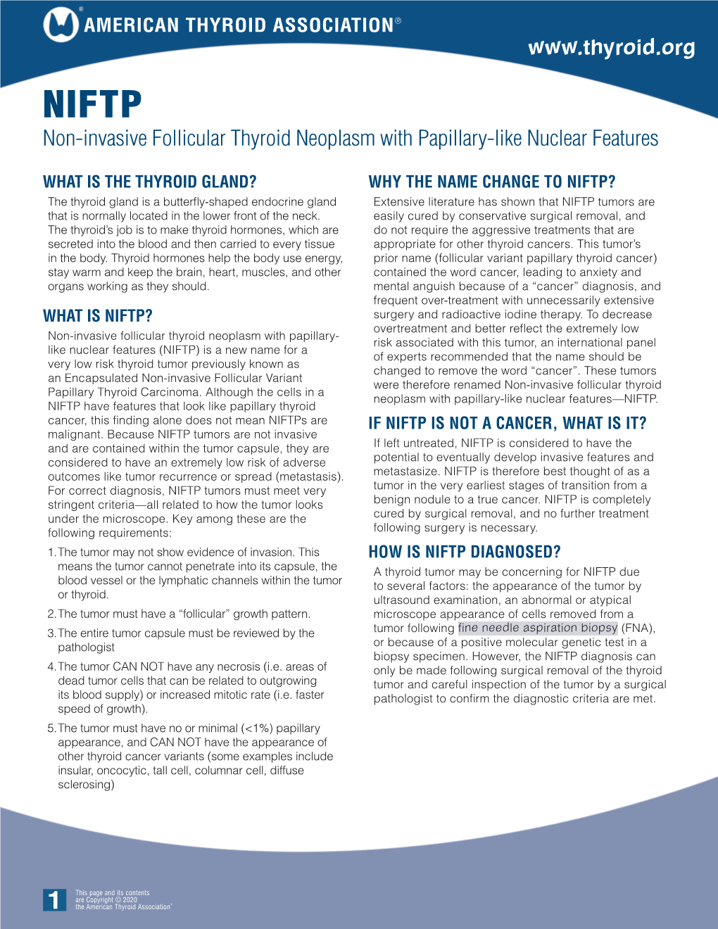 NIFTP-Non-Invasive Follicular Thyroid Neoplasm with Papillary-Like