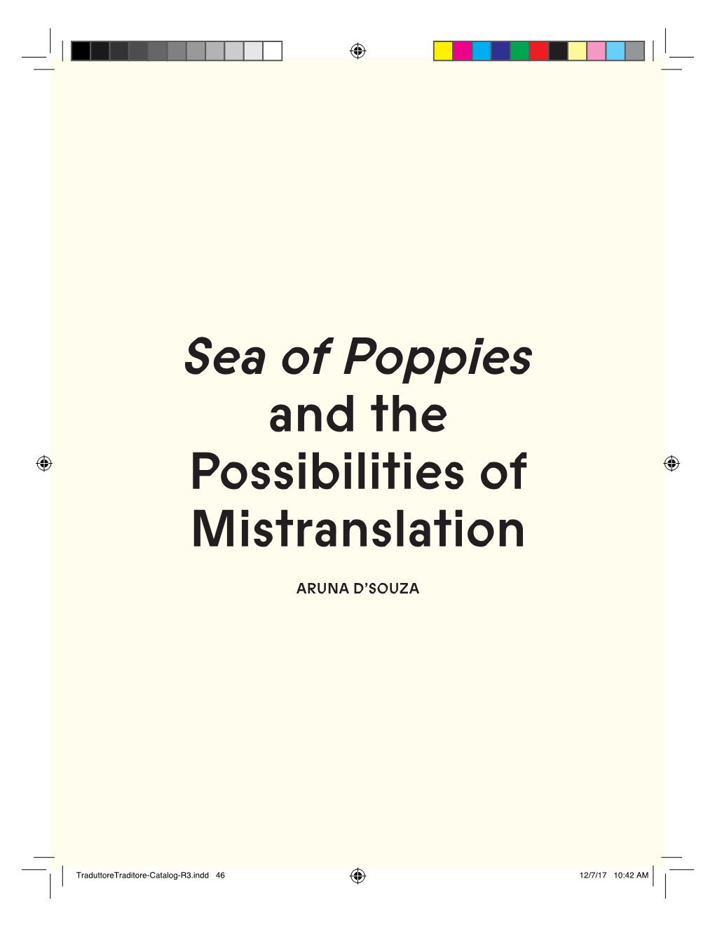 Sea of Poppies and the Possibilities of Mistranslation