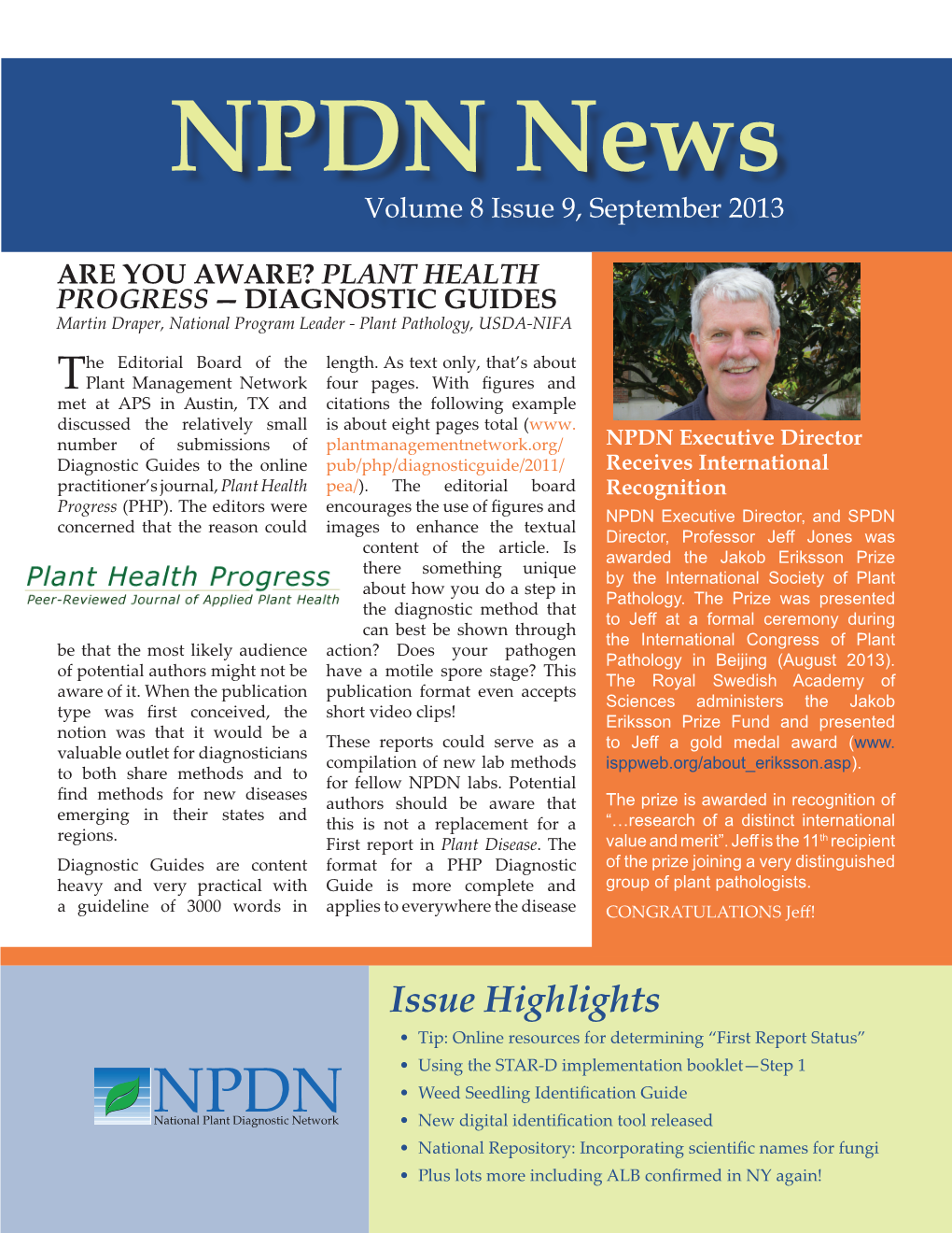 NPDN News Volume 8 Issue 9, September 2013