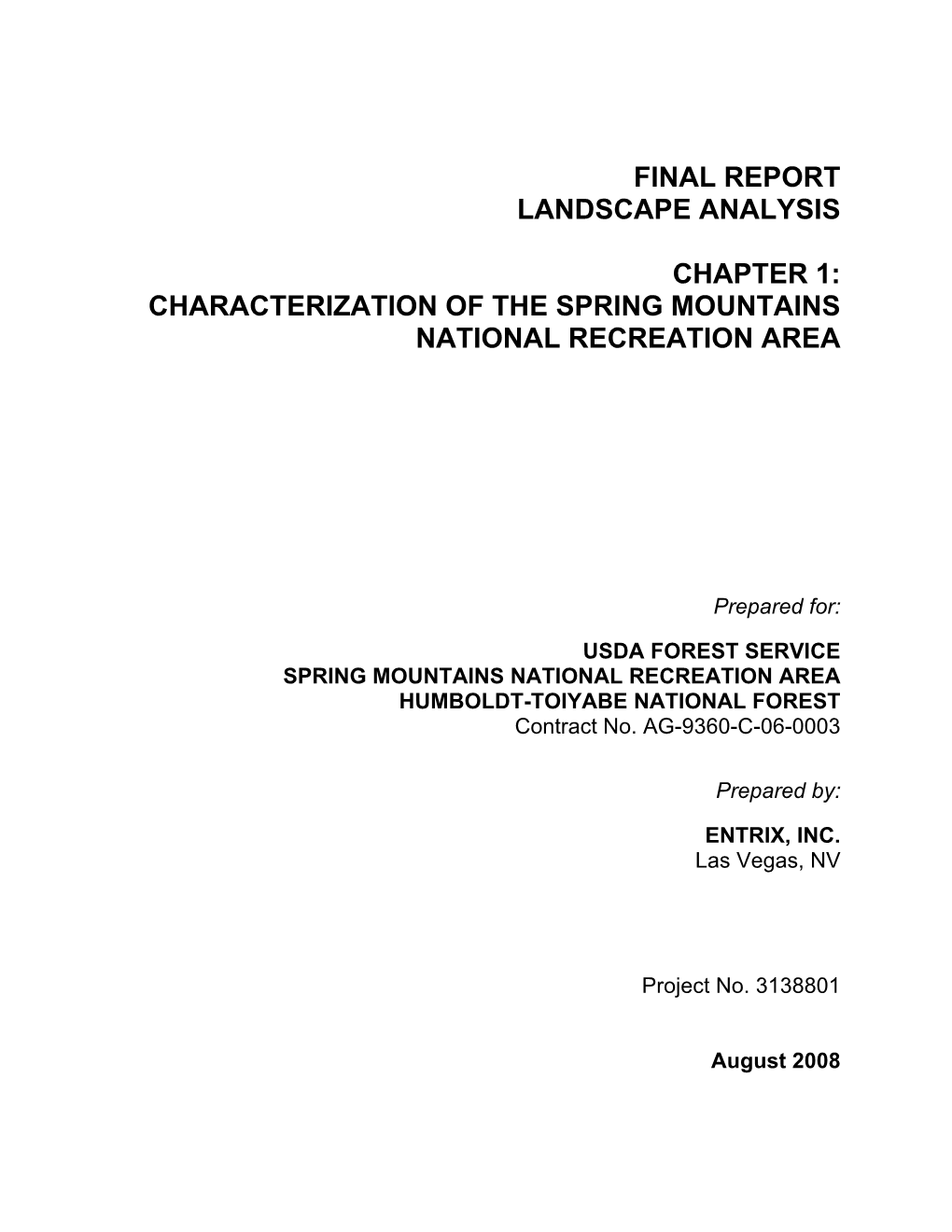 Spring Mountains Landscape Analysis