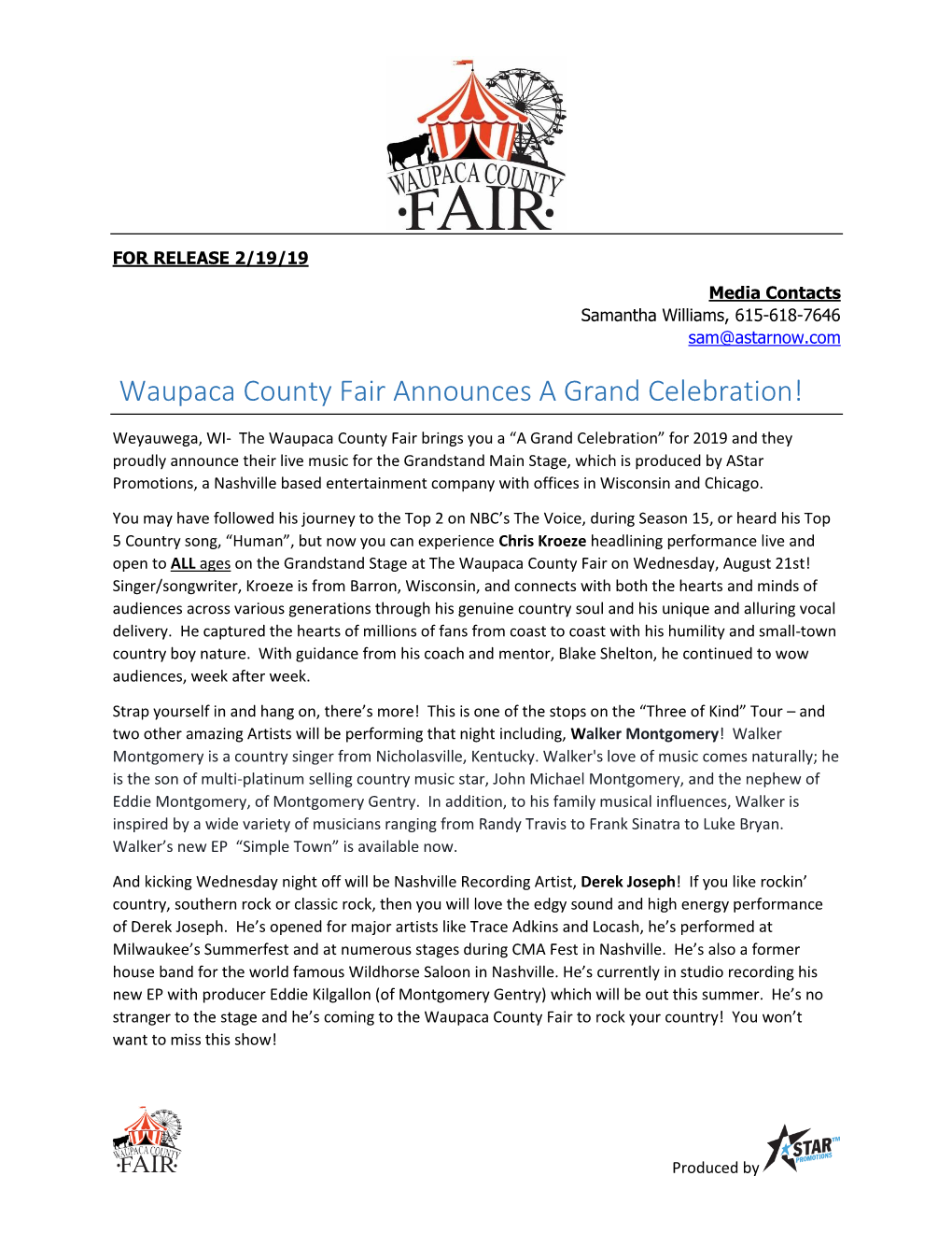 Waupaca County Fair Announces a Grand Celebration!