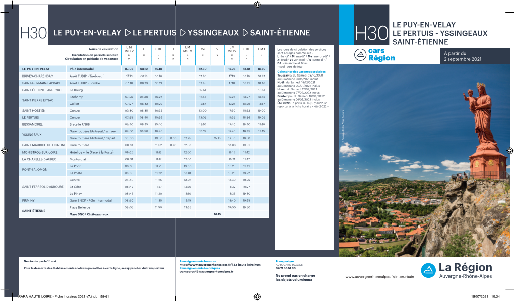 H30 Le Puy-En-Velay Le Pertuis Yssingeaux Saint-Étienne