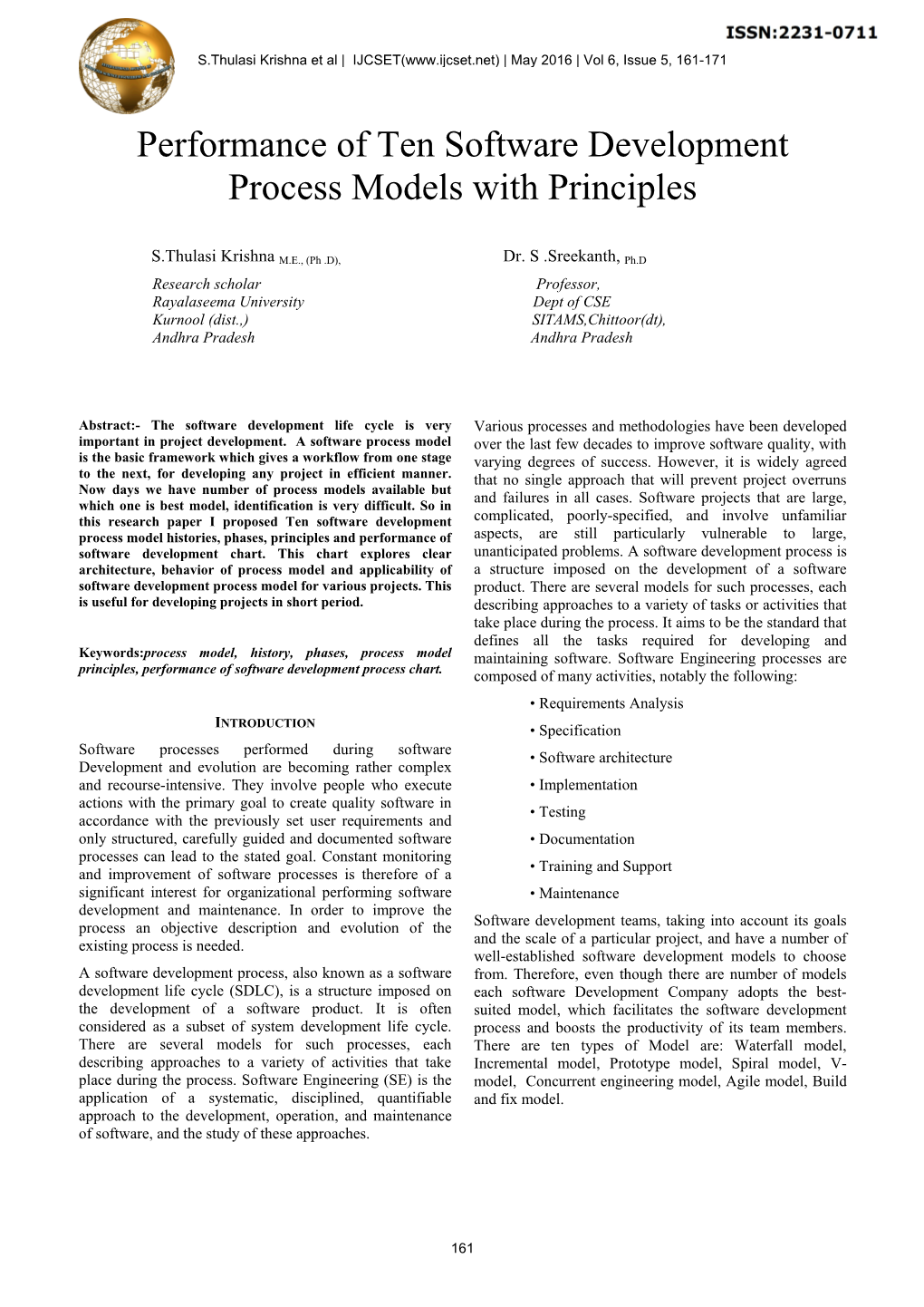 Performance of Ten Software Development Process Models with Principles