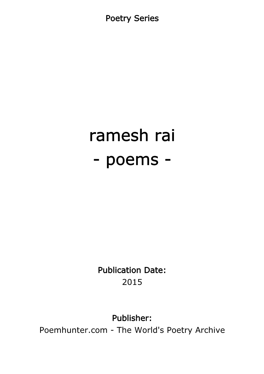 Ramesh Rai - Poems