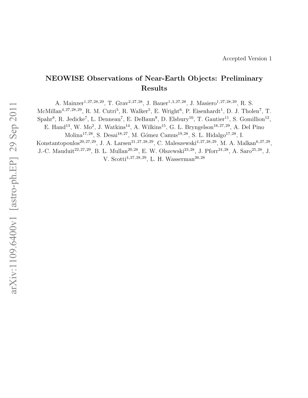 Arxiv:1109.6400V1 [Astro-Ph.EP] 29 Sep 2011 – 2 –