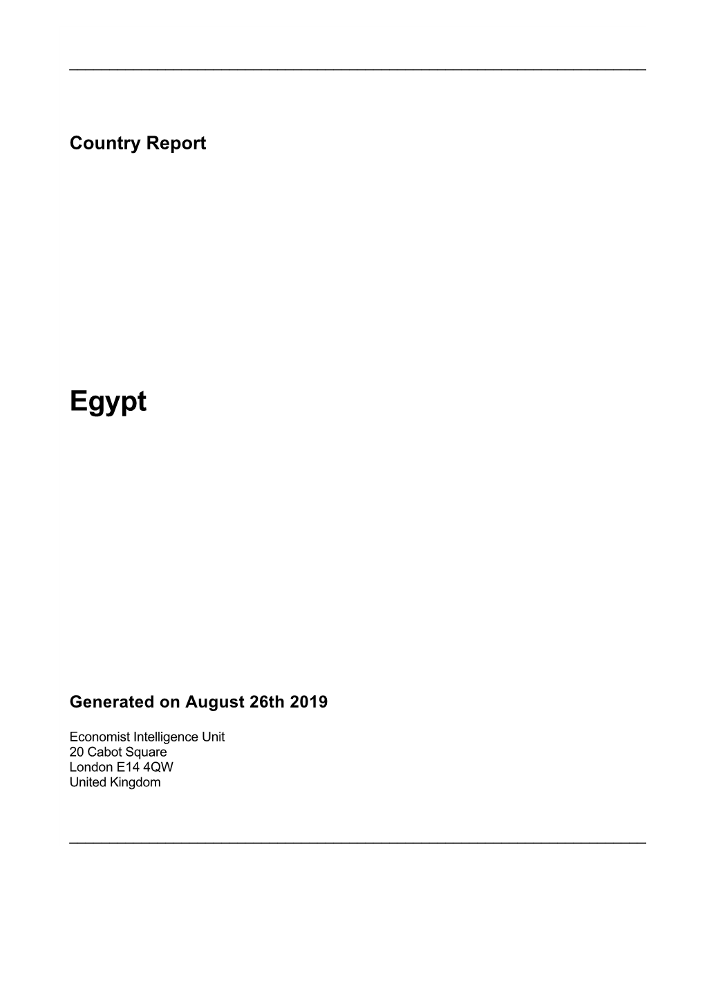 Country Report Egypt August 2019