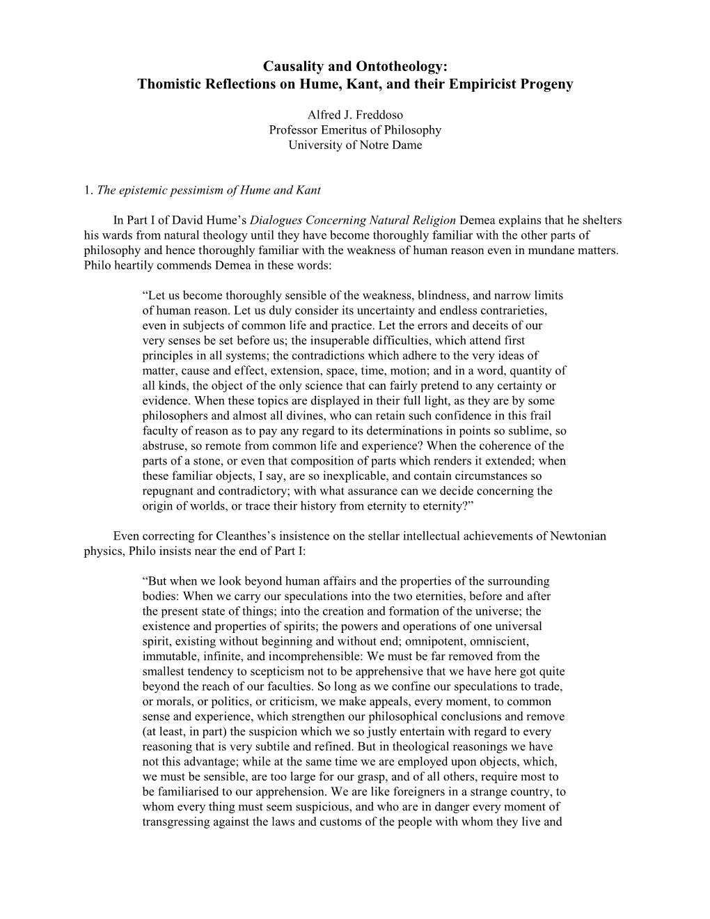 Causality and Ontotheology: Some Thomistic Reflections on Hume, Kant, and Their Empiricist Progeny