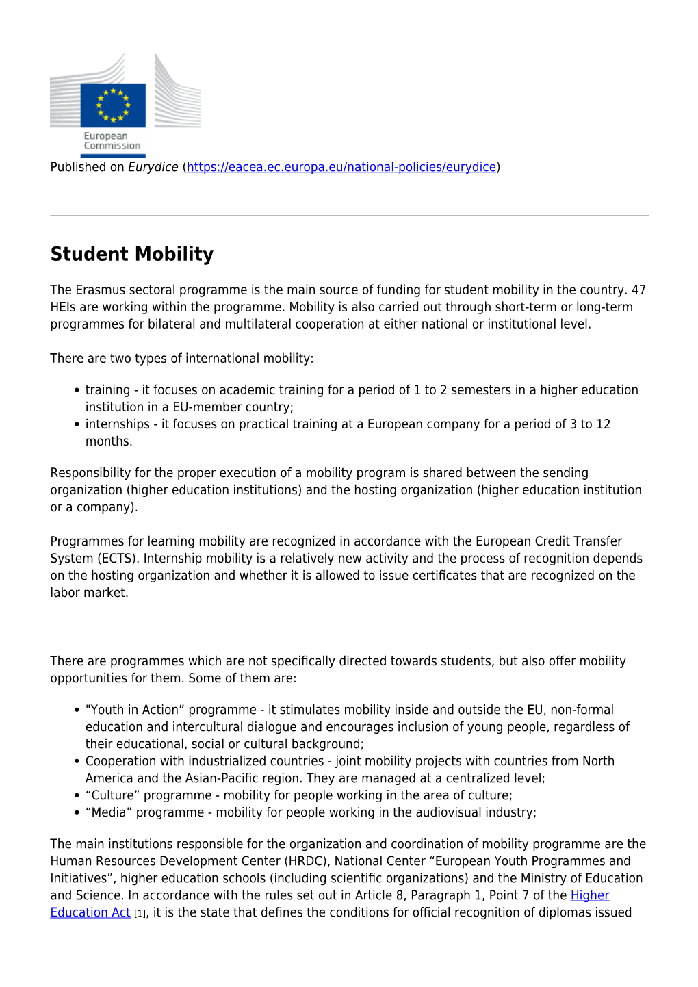Mobility in Higher Education