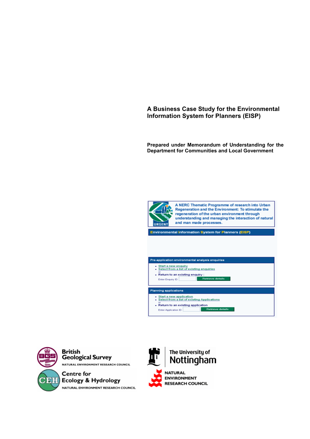 A Business Case Study for the Environmental Information System for Planners (EISP)