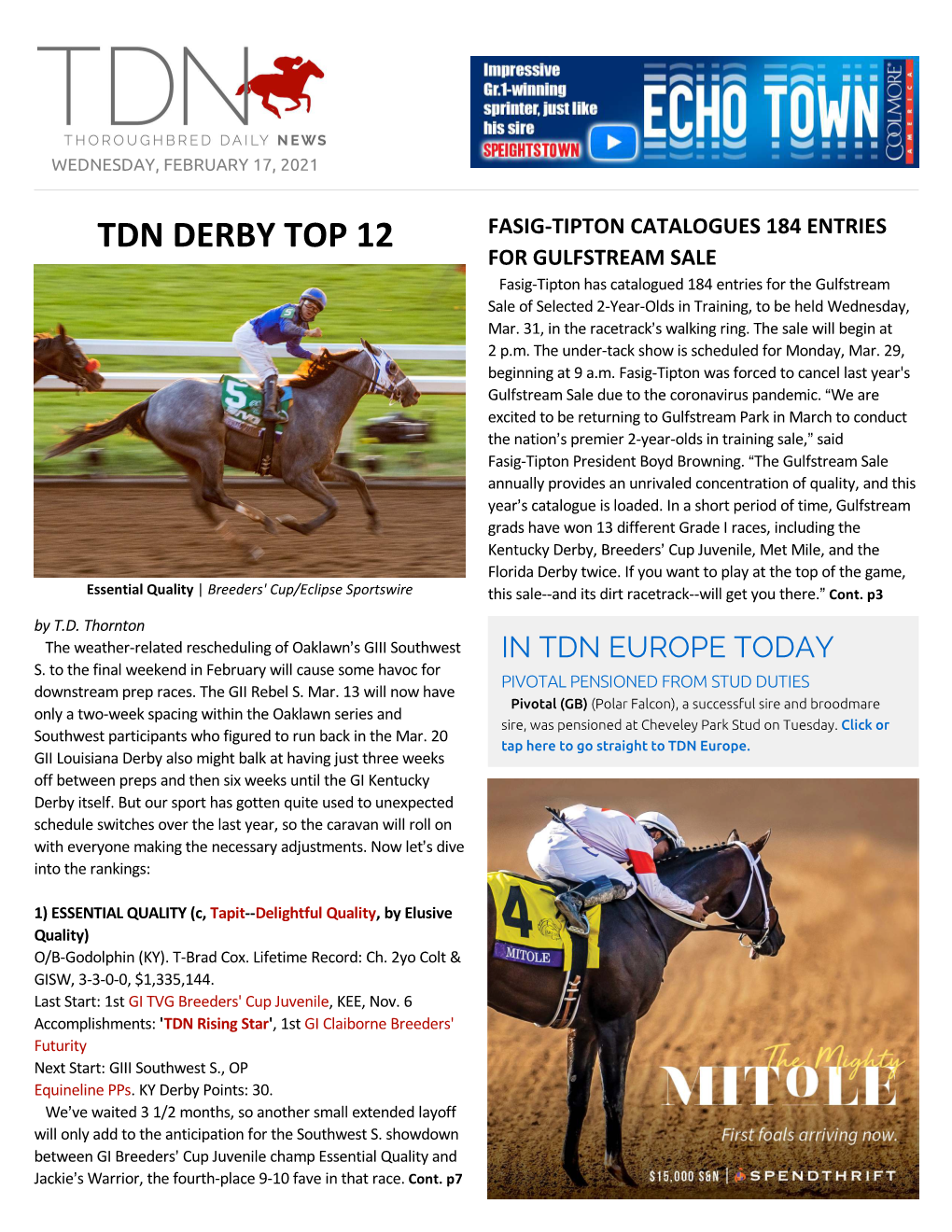 Tdn Derby Top 12