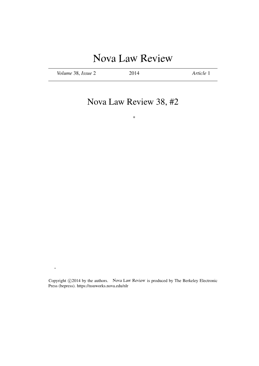 Nova Law Review 38, #2