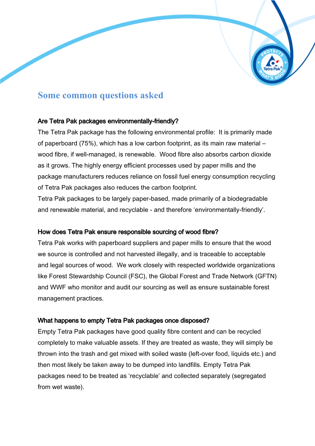 Tetra Pak Some Common Questions Asked