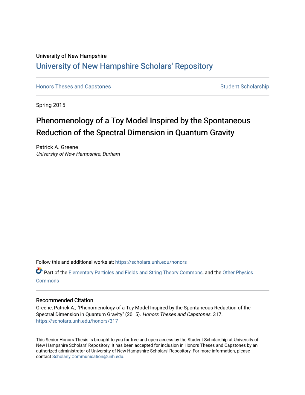 Phenomenology of a Toy Model Inspired by the Spontaneous Reduction of the Spectral Dimension in Quantum Gravity