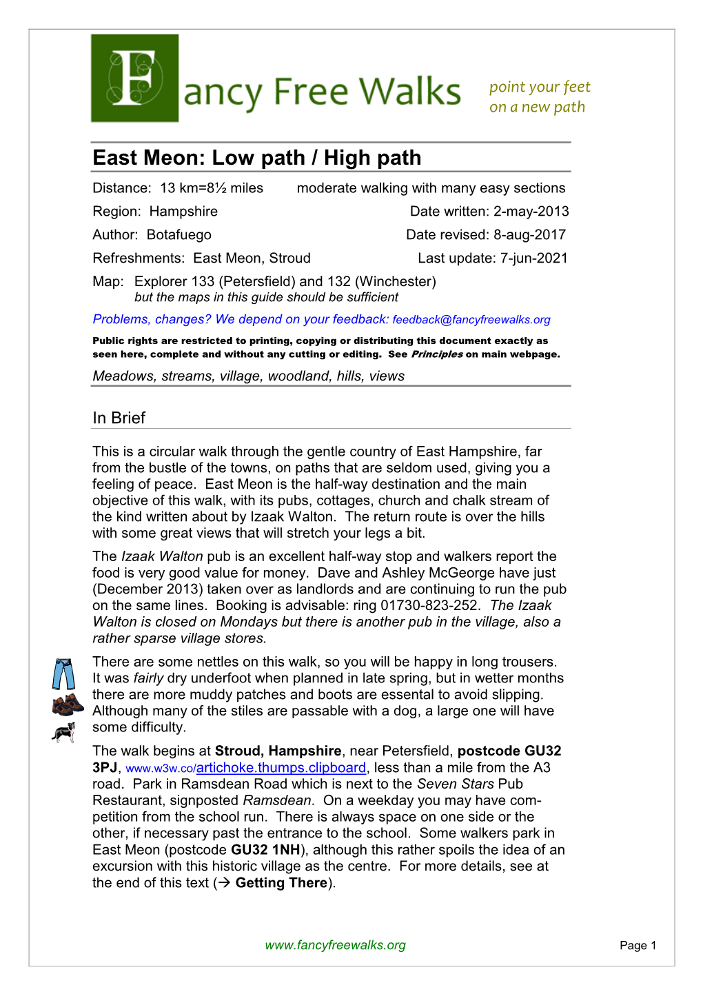 East Meon, Low Path