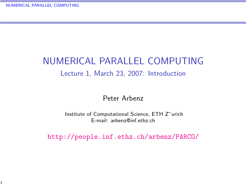 Numerical Parallel Computing