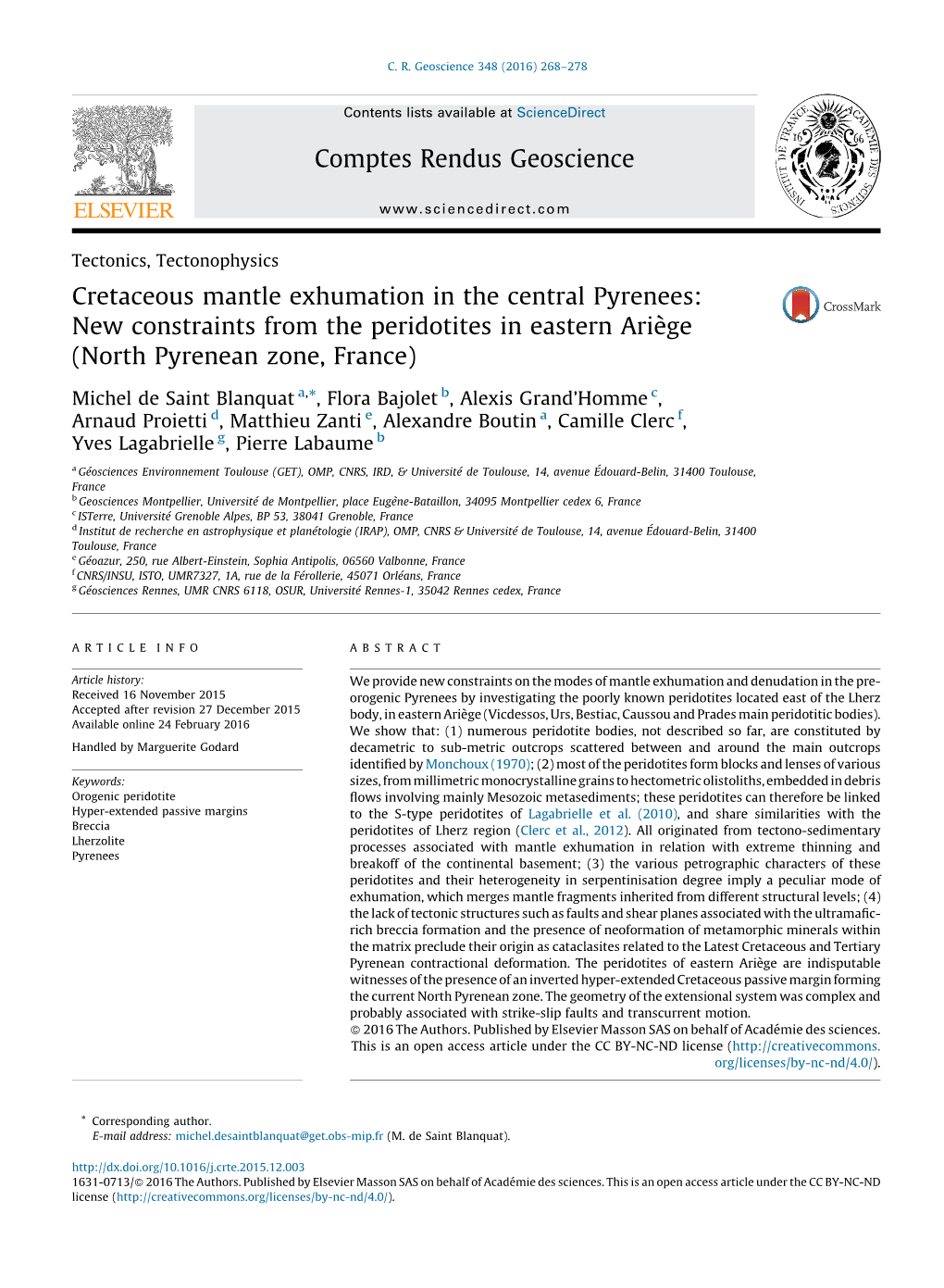 Cretaceous Mantle Exhumation in the Central Pyrenees