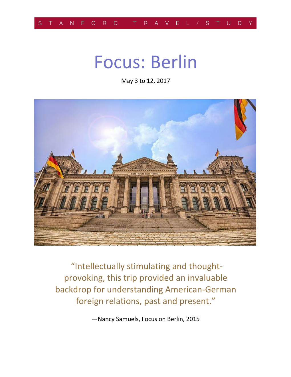 Focus: Berlin May 3 to 12, 2017