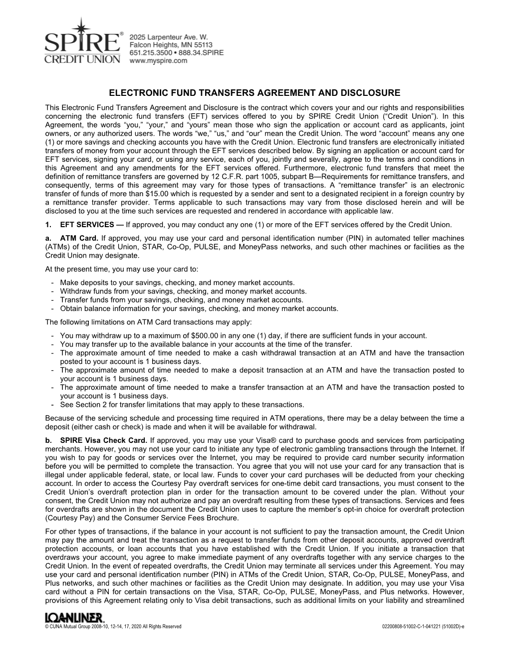 Electronic Fund Transfers Agreement and Disclosure