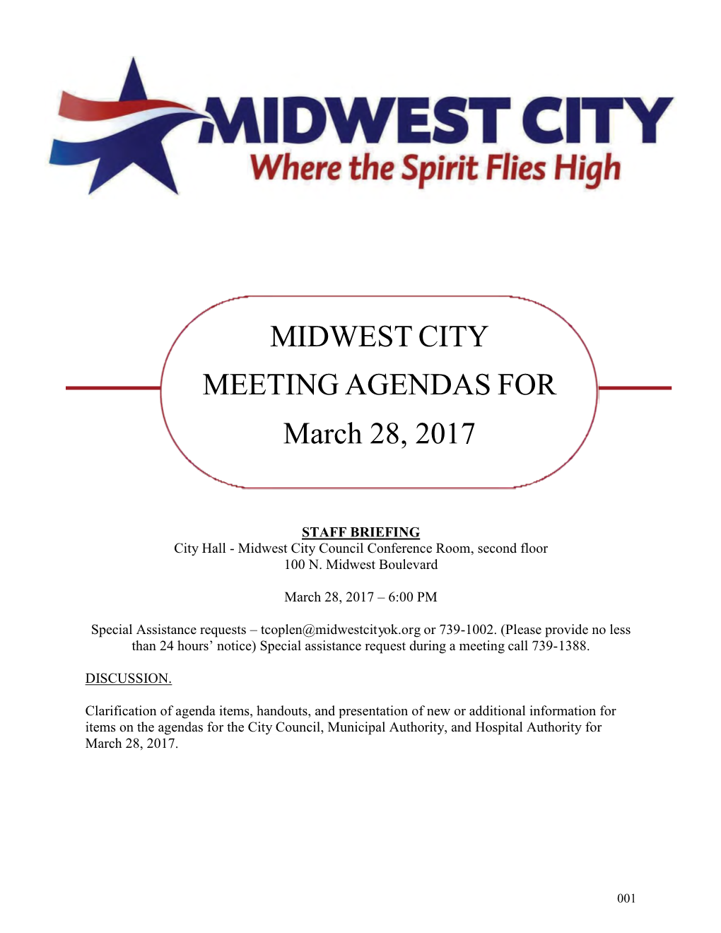 MIDWEST CITY MEETING AGENDAS for March 28, 2017