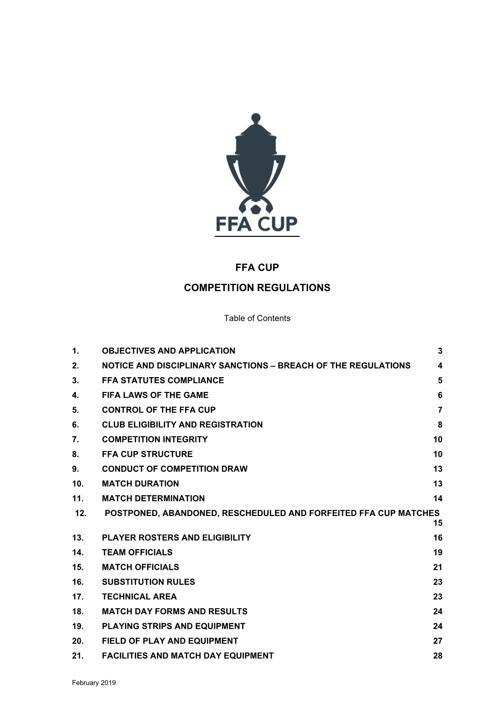 FFA Cup 2019 Competition Regulations