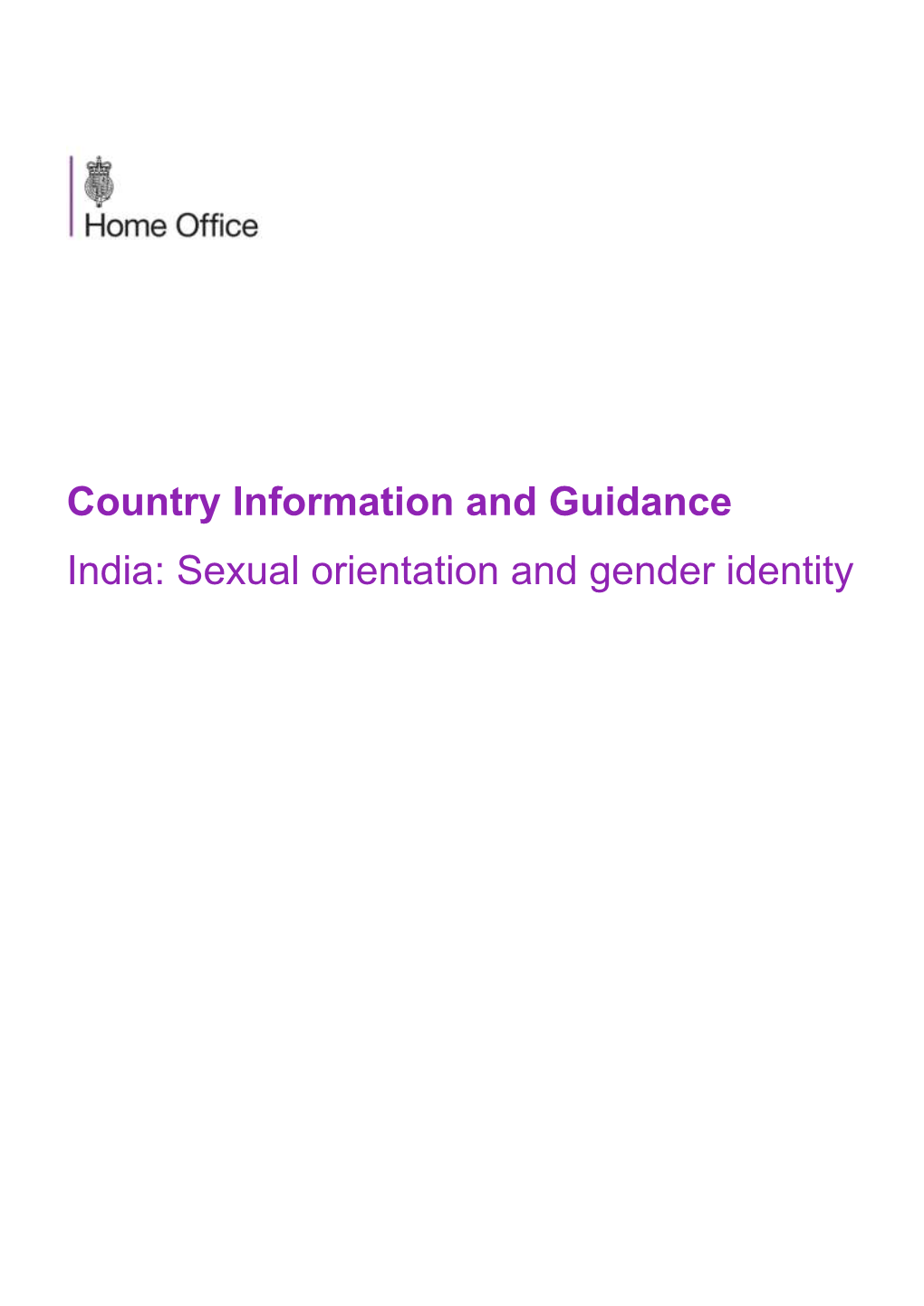 Country Information and Guidance India: Sexual Orientation and Gender Identity