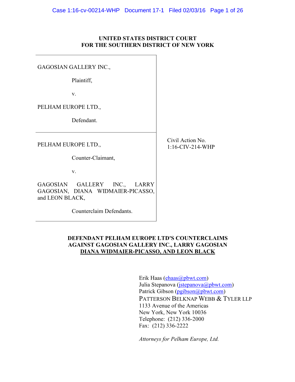 United States District Court for the Southern District of New York