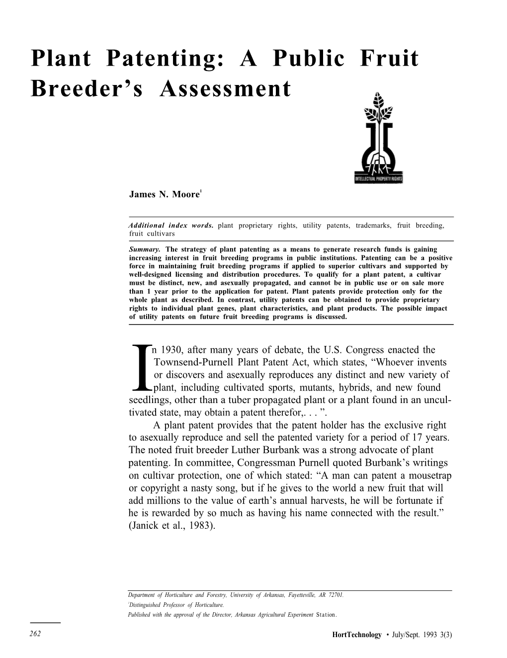"Plant Patenting: a Public Fruit Breeder™S Assessment"
