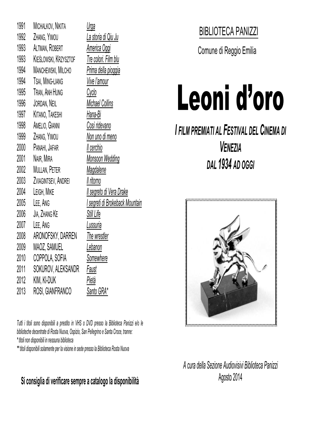 Leone Venezia 1934-2014