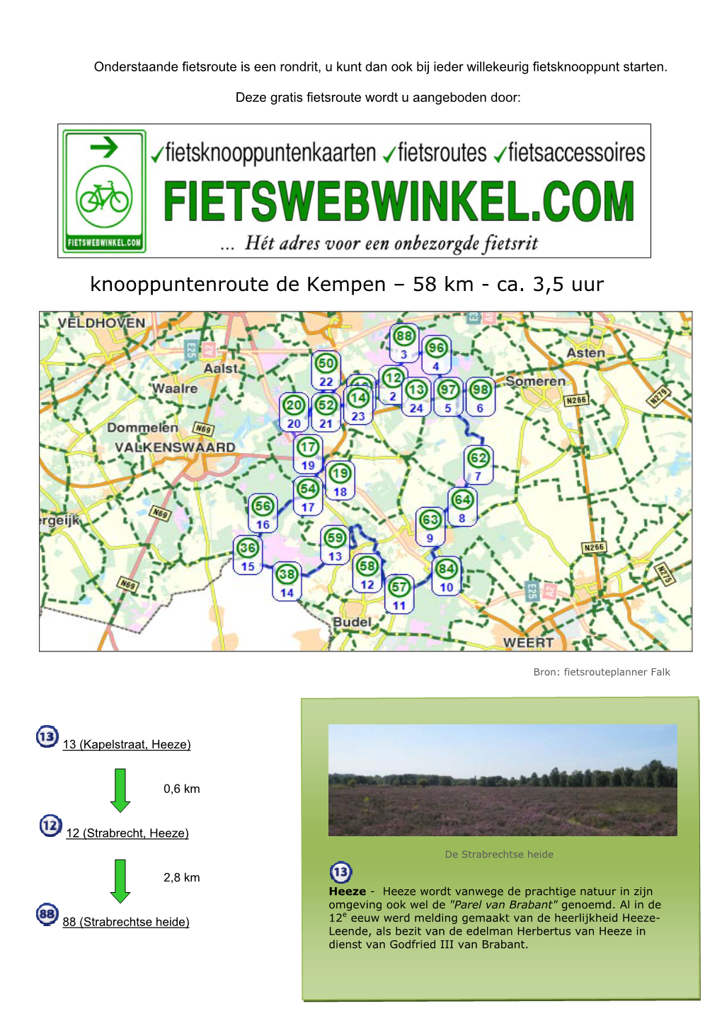 Knooppuntenroute De Kempen – 58 Km - Ca