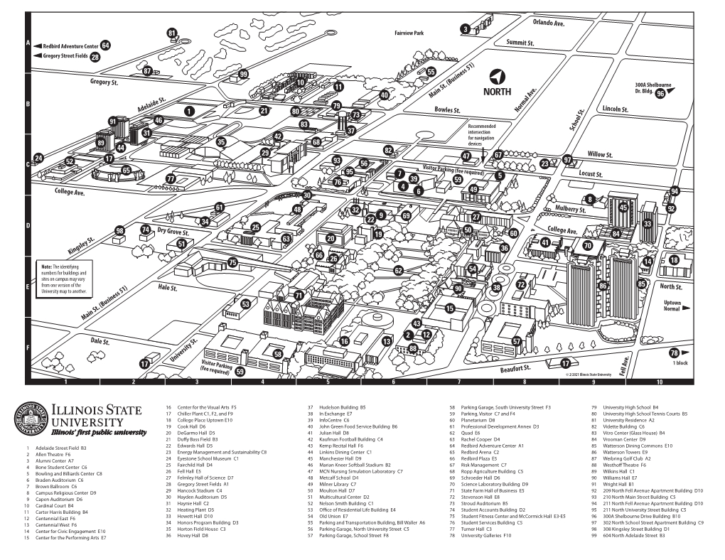 Campus Map with Building Index for Print (Pdf)