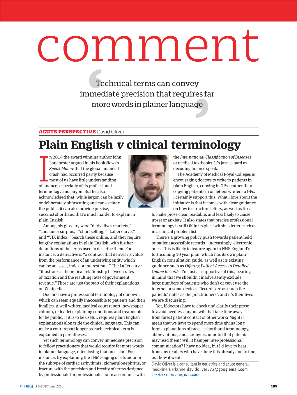Plain English V Clinical Terminology