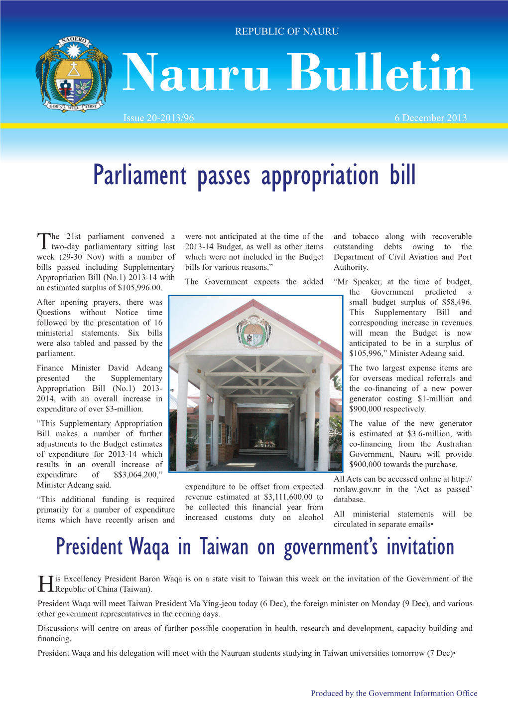 Parliament Passes Appropriation Bill