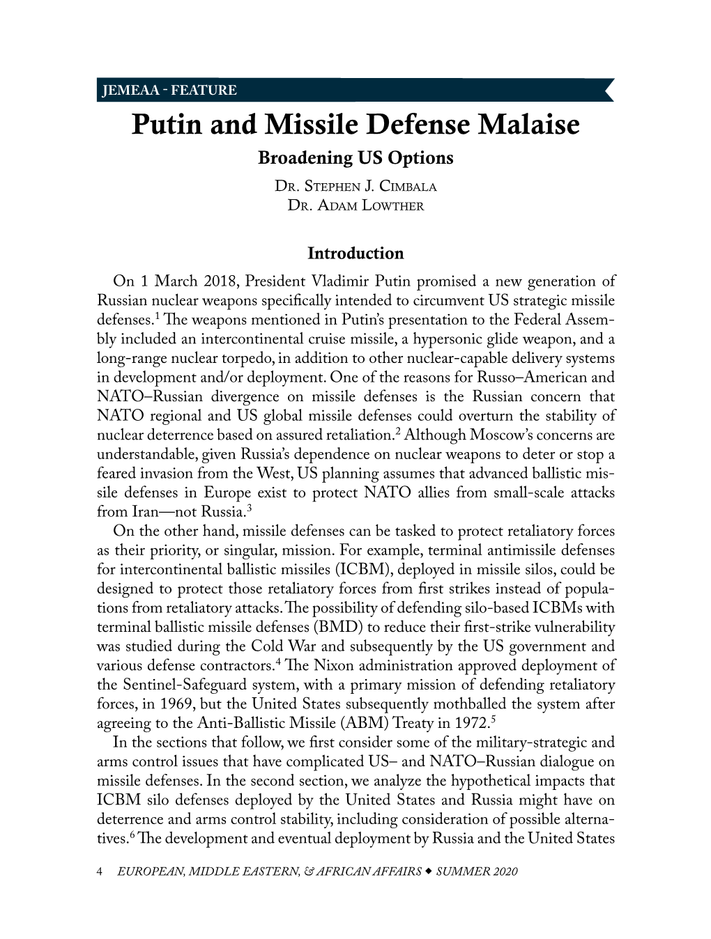 Putin and Missile Defense Malaise Broadening US Options