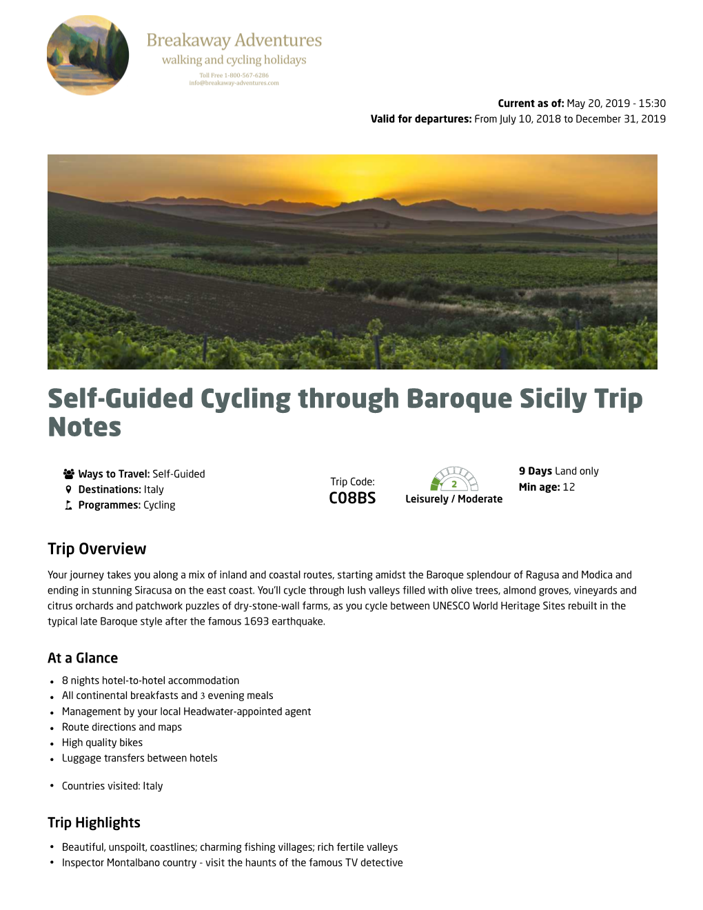 Self-Guided Cycling Through Baroque Sicily Trip Notes