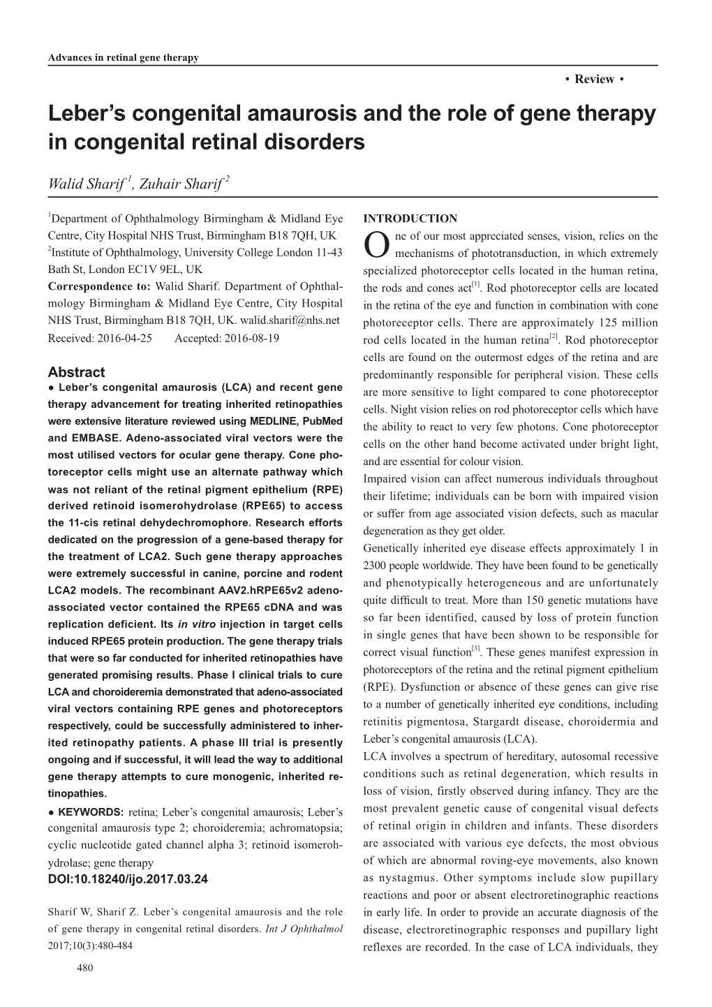 Leber's Congenital Amaurosis and the Role of Gene Therapy in Congenital