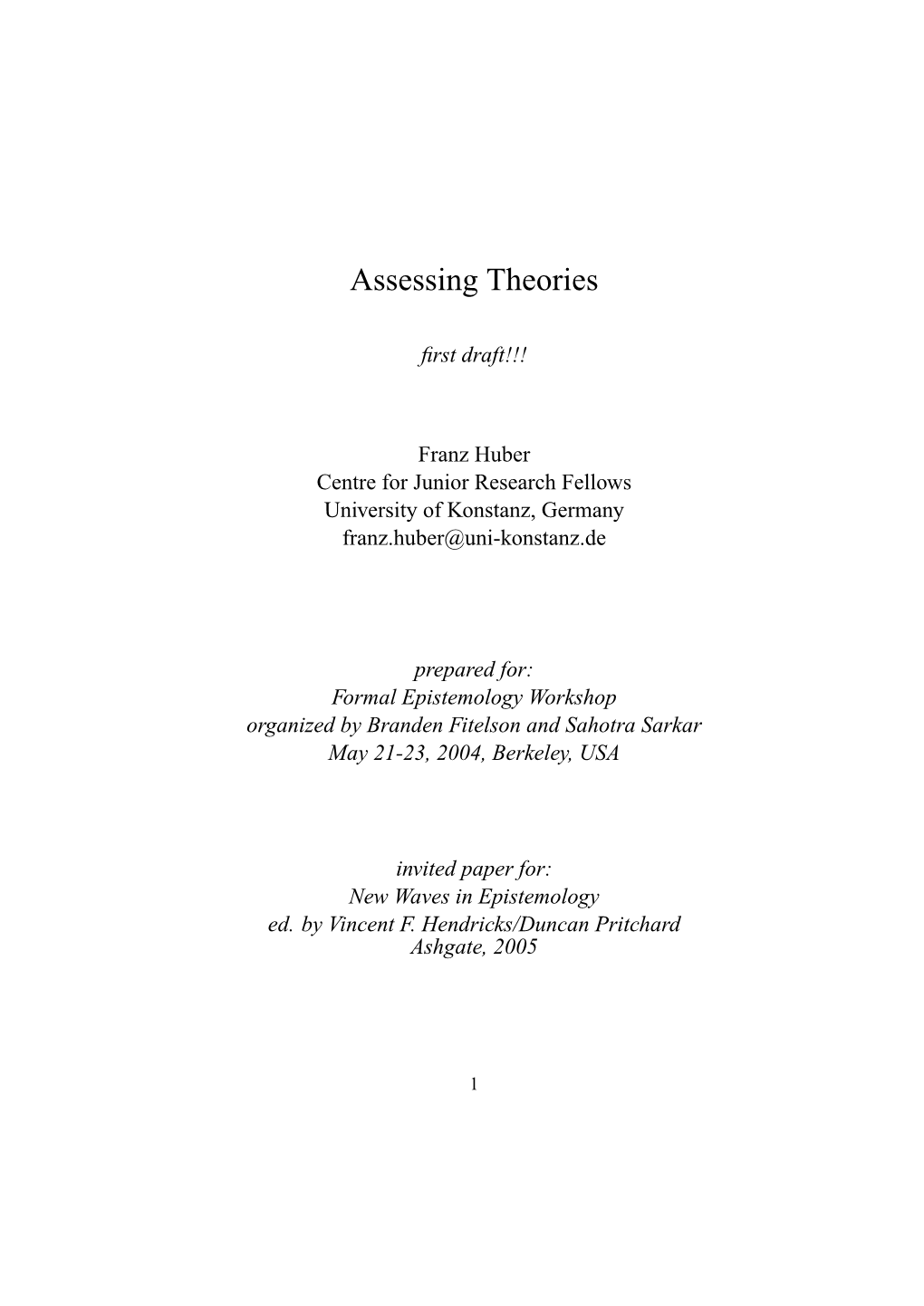 Assessing Theories