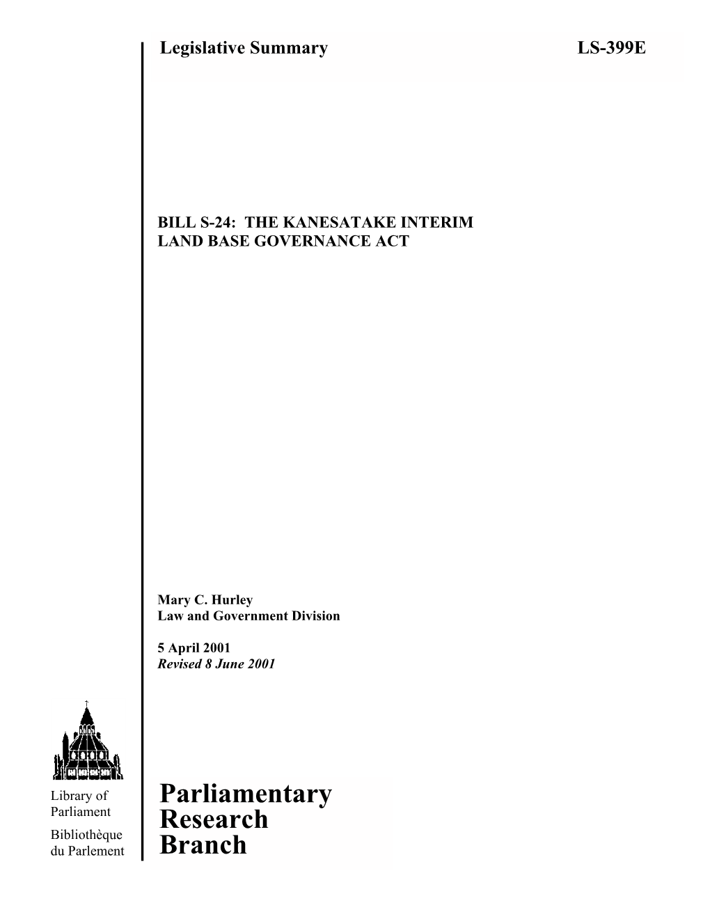 Parliamentary Research Branch, Library of Parliament