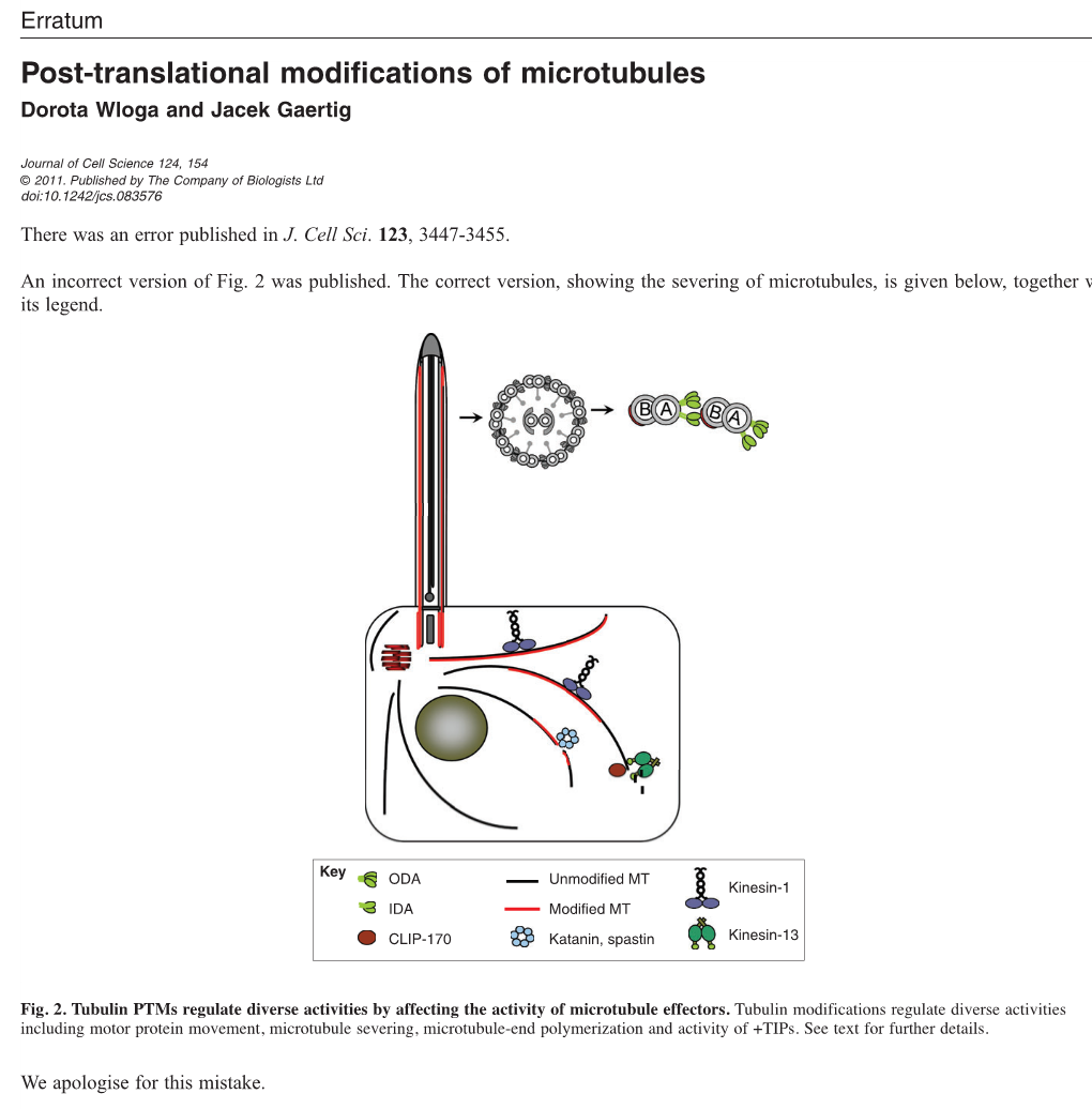 Post-Translational Modifications of Microtubules Dorota Wloga and Jacek Gaertig