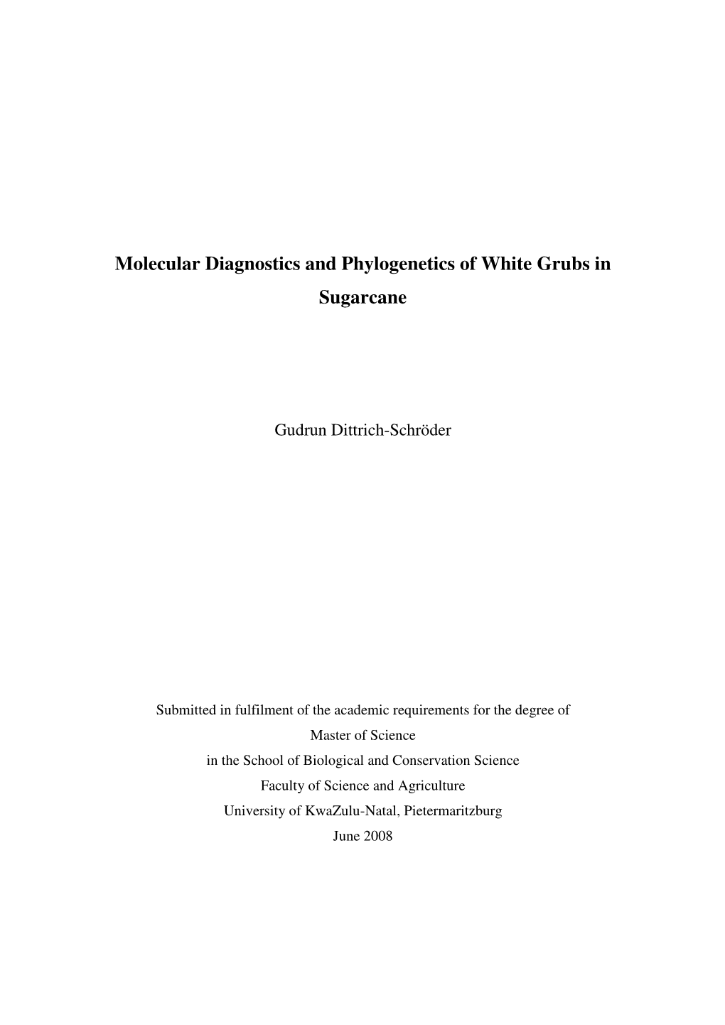 Molecular Diagnostics and Phylogenetics of White Grubs in Sugarcane