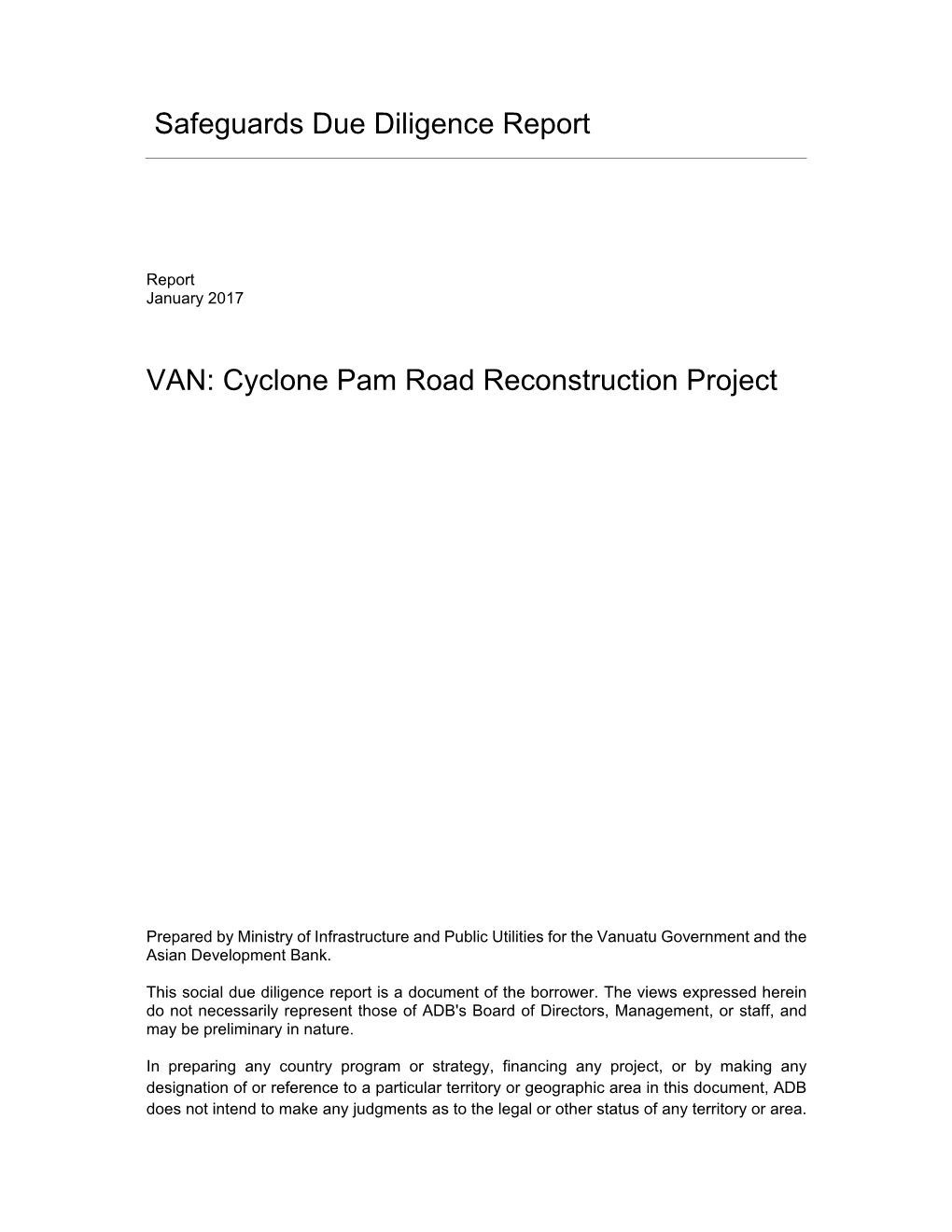 Cyclone Pam Road Reconstruction Project