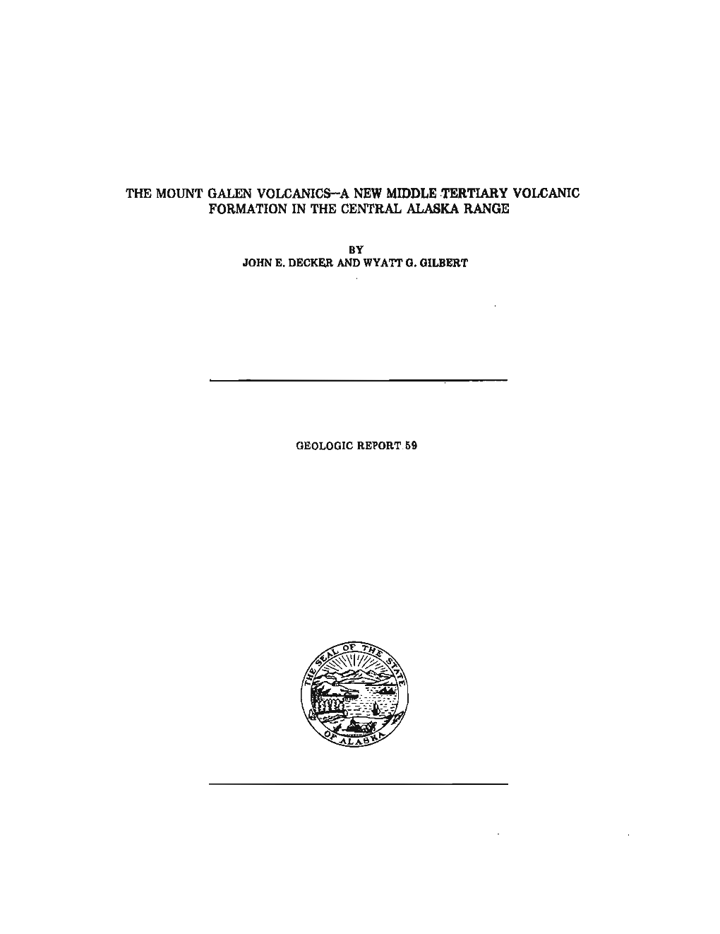 A New Middle .Tertiary Volcanic Formation in the Central Alaska Range