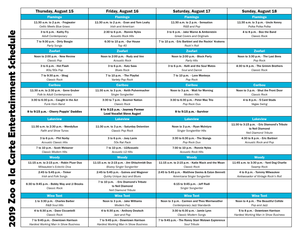 2019 a La Carte Entertainment Lineup