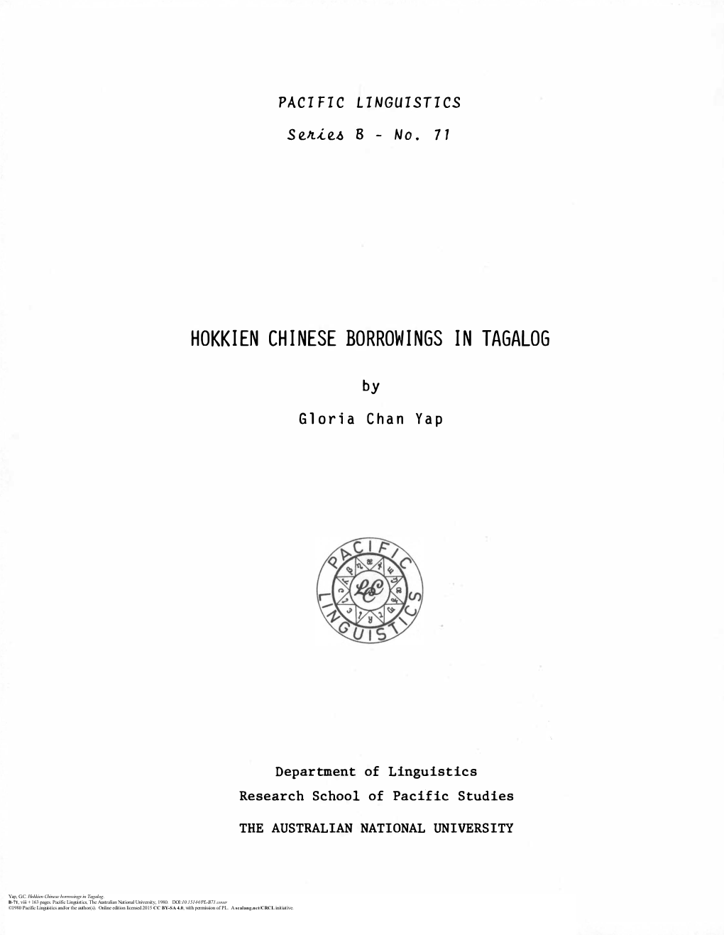 Hokkien Chinese Borrowings in Tagalog